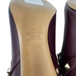 Valentino Garavani Rockstud Burgundy Leather Ankle Boots 37.5 Pointed Toe Heels Photo 5