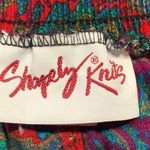Vintage Shapely Knits Skirt Burgundy Red Blue Purple Paisley Print Pleated Midi Size M Photo 4