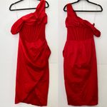 House Of CB  "Lulu" Red Asymmetric Drape Midi Corset Dress‎ NWOT size M Photo 3