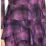 Rebecca Taylor PLAID SILK CHIFFON PURPLE RUFFLED SHIRT DRESS 4 Photo 6