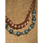 Juicy Couture  Copper Tone Necklace Double Strand Blue Green Beads Adjustable Photo 1