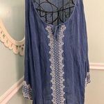 Studio West 2X size Tunic Top Denim Blue Womens Plus Shirt Casual Boho Blouse Photo 0