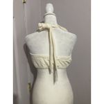We Wore What New  Tie Halter Bra Top Wide Rib Ivory Summertime Size S Photo 4