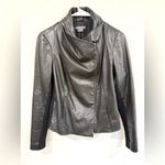 Vince  Black Lamb Leather Rib Panel Scuba Jacket Size S EUC Photo 1