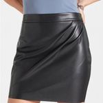 EXPRESS High Waist Black Faux Leather Mini Wrap Skirt Size 00 Photo 0