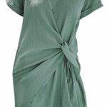 V Neck Tie Mini Dress Green Photo 0