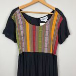 The Planet Maxi Dress Large Black Multicolor Nepal Gauze Peasant Hippie Boho New Photo 4