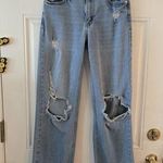 Rue 21 Wide Leg Mid Rise Jeans Womens 6 Baggy Denim Stretch Skater Distressed Blue Photo 0