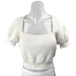 & Other Stories & Other Stories White Wool Rib Knit Square Neck Puff Sleeve Blouse Crop Top M Photo 0