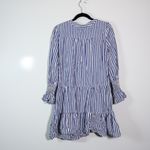 Pomander Place Kenzo Blue White Stripe Print Pattern Tiered Cotton Poplin Dress Photo 3
