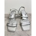 Caslon  Sandals Size 9 Silver Leather Paola Open Square Toe Wedges Photo 3