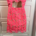 Adelyn Rae  Mila Lace Halter Mini Dress Hot Pink Coral neon medium Photo 11