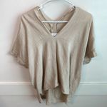 Karlie  Tan V-Neck Short Sleeve Blouse Photo 0