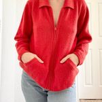 Vintage Red Orange Cashmere Zip Up Sweatshirt Photo 3