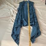 Wild Coast Blue Stretch Knit Open Front Sleeveless Draped Cardigan Shark Bite Size L Photo 9