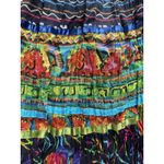 TravelSmith Swing Maxi Skirt Crinkle Cotton Tiered Peasant Colorful Boho Sz PL Black Photo 3