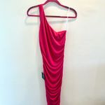 Lulus Total Appeal Hot Pink Ruched One-Shoulder Bodycon Midi Dress Photo 3