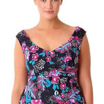 Anne cole off Shoulder floral tankini top. 18W Photo 0