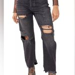 Free People NWT we the Tapered baggy boyfriend black ripped distressed jeans 24 Photo 0