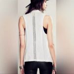 Free People White Distressed Linen Eyelet Crochet Sleeveless Lace Vest Size M Photo 2