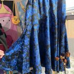 Vintage satin royal blue floral print midi skirt Size M Photo 1