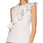 Cushnie et Ochs  white tank diagonal ruffle silk top size 10 designer Photo 0