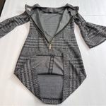 Calvin Klein  Black White Houndstooth Plaid Bell Sleeve Sheath Dress Size‎ 4 Photo 5