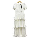 Lulus  Twirl-wind Romance White Satin Tiered Midi Dress size Medium NWT Photo 3