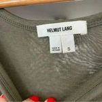 Helmut Lang  Olive Green And Black Draped Short Sleeve Asymmetrical Midi Dress Photo 6