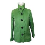 Gallery  Petite Green Big Button-Front Jacket Size Small P Mid Length Women Lined Photo 1