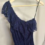 Chelsea and Violet Navy Blue Lace One Shoulder High Low Mini Dress size small Photo 1