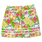 Lilly Pulitzer LILLY PULITIZER Pink White Green Floral Print Crochet Patchwork Skirt Size 14 Photo 0