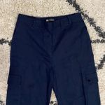 ZARA Navy Blue Linen Cargo Pants Photo 2
