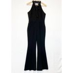 Line and Dot Freya Jumpsuit Halter Tie Wide Flare Leg Black Sleeveless Women's L Photo 2