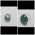 Natural Green Onyx 925 Silver Gemstone Ring Size 7.5 Photo 3