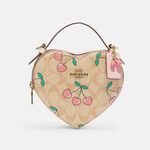 Coach  Heart Crossbody In Signature Canvas With Heart Cherry Print NEW Photo 0