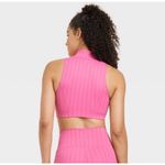 JoyLab Women's High Neck Zip Up Sports Bra Hot Pink Medium Barbie Gym Workout Photo 2