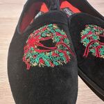 Allyson Whitmore Embroidered Holiday Christmas Wreath Size‎ 8 Velvet Flat Shoes Black Photo 1
