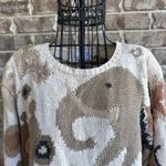 VTG Jennifer Reed Sweater Medium Elephant Boar African Safari Primitive… Tan Size undefined Photo 3