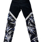 Fabletics  Leggings Womens‎ Large Black Blue White Leaf Print Activewear Pants Photo 0