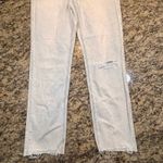 American Eagle NWT  Women Jeans‎ 12 Tall Denim Mom Jean Bleached Out Raw Edge Photo 2