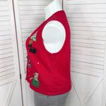 Westbound Vintage  Embroidered Pets Christmas V Neck Sweater Vest Red Large Photo 1