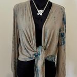 EcoVero Tie Dye Bell Sleeve Wrap Top Tan Size L Photo 0