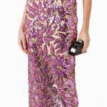 Milly Kinsley Floral Garden Sequin Back Slit Sheath Midi Dress Purple Sz 6 Photo 0