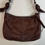 B. Makowsky Brown and Yellow Patchwork Shoulder Bag Photo 2
