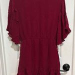 Alice + Olivia Burgundy Ruffle Boho Mini Dress 4 *READ Photo 0