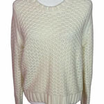 Lole Sweater Size L Ivory Wool Blend Loose Knit Crew Neck Chunky Long Sleeve Photo 0