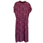 Lucky Brand  Short Sleeve Shirt Dress Purple Berry Floral Cinched Waist: XL NWT Photo 1