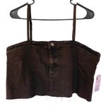 Wild Fable NEW  Denim Crop Top Brown Size Large Boho Adjustable Spaghetti Straps Photo 3