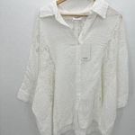 Andree by Unit  Button Down Shirt Women 1X Lace Oversized Coastal Boho Neutral Photo 0